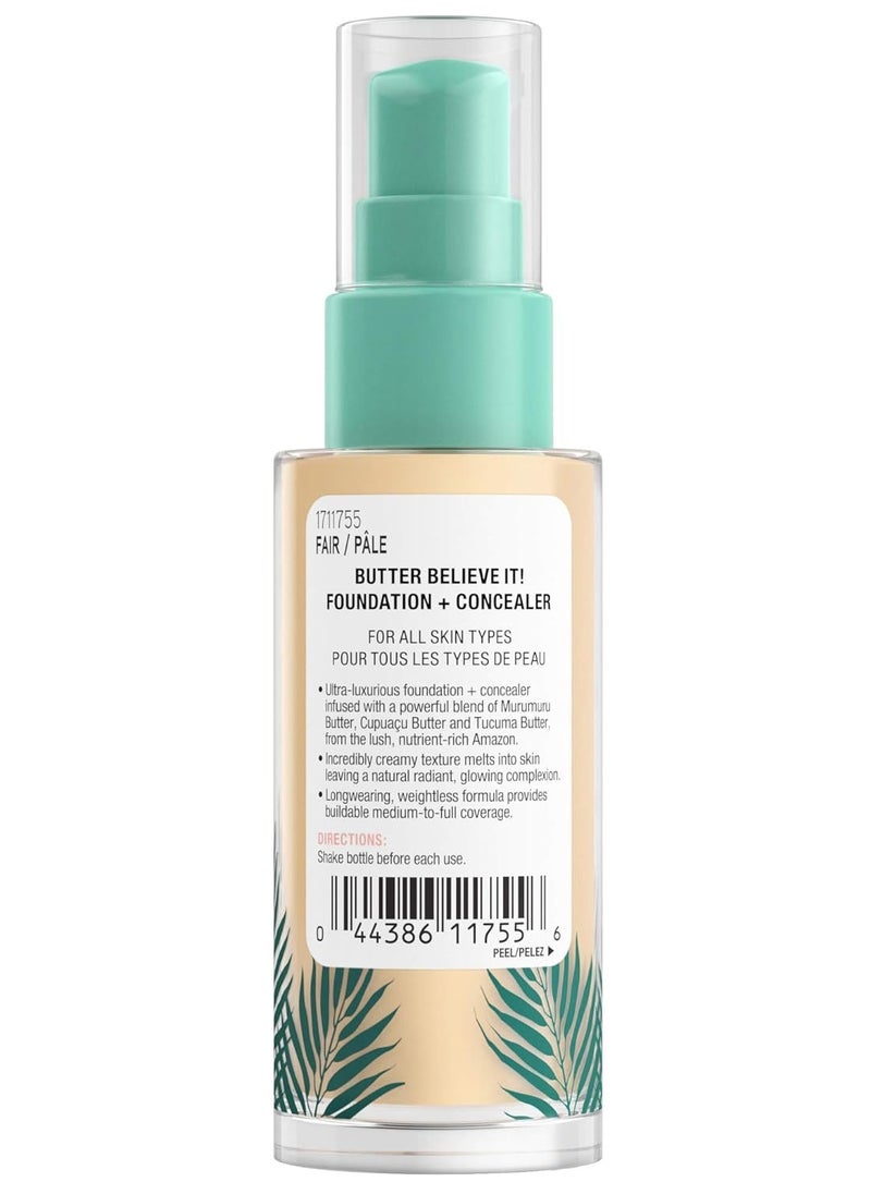 Physicians Formula Butter Believe It! Foundation + Concealer 1- Fair | Dermatologist Tested, Clinicially Tested