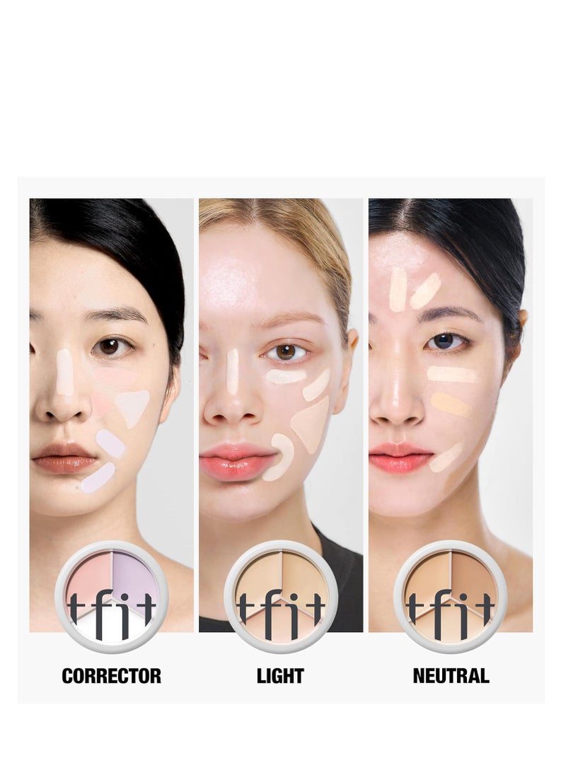 Cover Up Pro Concealer Palette - 3-in-1 Full Coverage Color Correcting Cream (Hydrating, 01 Neutral, 0.52 Oz) for Dark Circles, Spots, Puffiness - High Coverage Eye Corrector for All Skin Tones