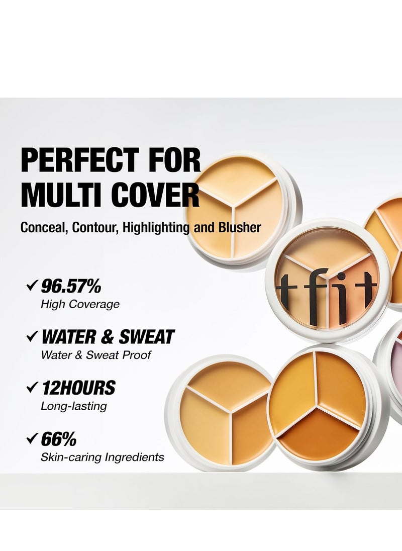 Cover Up Pro Concealer Palette - 3-in-1 Full Coverage Color Correcting Cream (Hydrating, 01 Neutral, 0.52 Oz) for Dark Circles, Spots, Puffiness - High Coverage Eye Corrector for All Skin Tones
