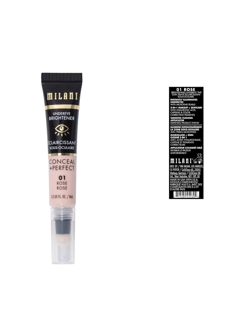 Milani Conceal + Perfect Undereye Brightener for Treating Dark Circles, Face Lift Collection - Rose