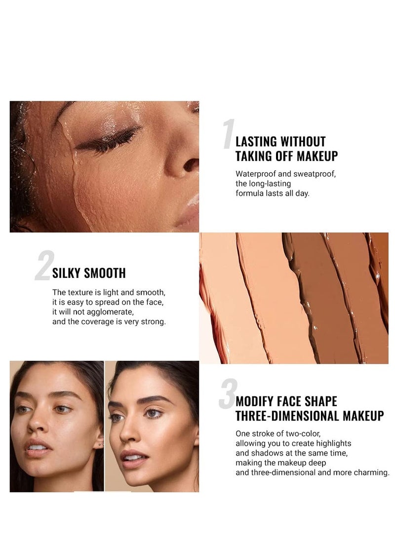 evpct 4 Colors Contour Stick Makeup Set Concealer Stick Cream Contouring Contour Palette Makeup Kit for Beginners Nose Bronzer Stick Liquid Contour Face Highlighter Makeup contorno maquillaje 02+03