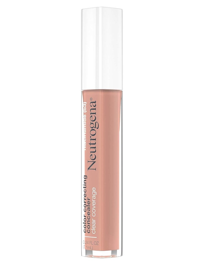 Neutrogena Clear Coverage Color Correcting Concealer Makeup, Lightweight Concealer with Niacinamide for Dark Spots, Oil-, Fragrance-, Paraben- & Phthalate-Free, Peach, 0.24 fl. oz
