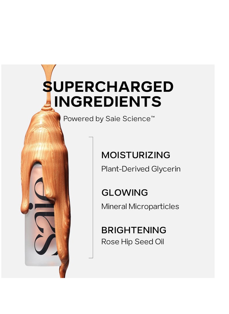 Saie Mini Glowy Super Gel Lightweight Illuminator - Luminizer + Makeup Primer for Glowing Skin - Enriched with Vitamin C + Hydrating Squalane Oil - Wear Alone or Under Makeup - Starglow (0.5 oz)