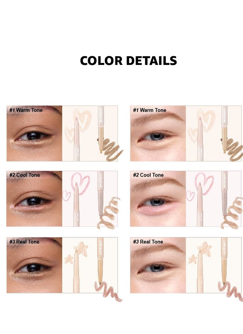 COLORGRAM Under Eye Highlighter Stick 03 Real Tone | Silky-Smooth Long-Lasting Highlighter & Contouring Stick for Smudge-Proof, Shining Daily Makeup | K-Beauty Face Highlighters & Luminizers