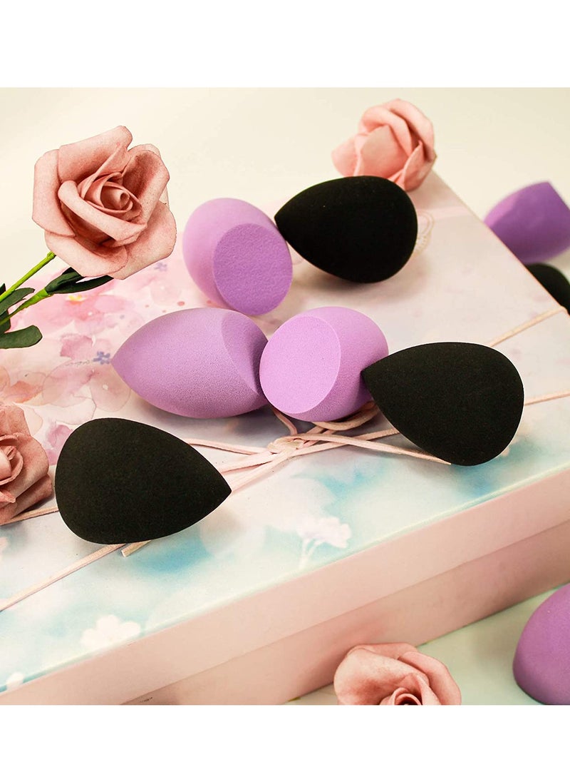 Makeup Sponge, 10 Pcs Latex free and Vegan Beauty Sponge, Flawless for Cream, Liquid Foundation  Powder Application, Professional Beauty Makeup Set for Dry  Wet Use Purple  Black