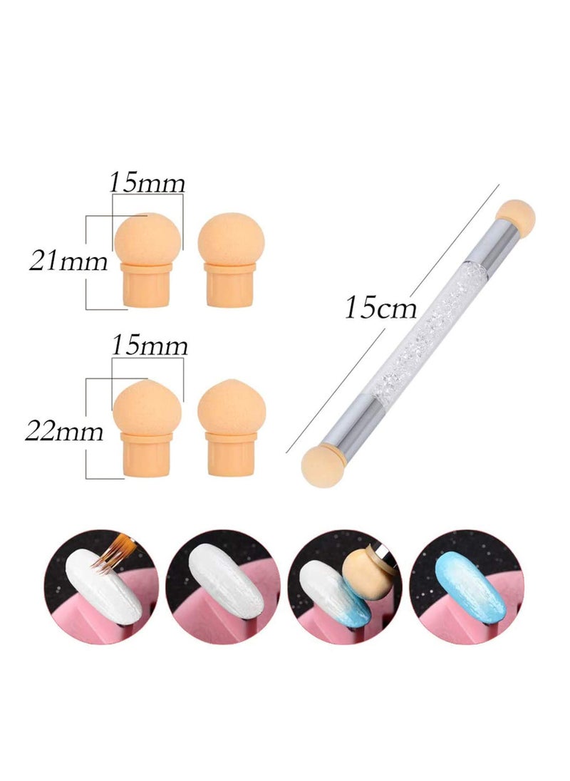 8 Pcs Nail Art Brush Set, Nail Art Brushes with Dual Tipped Sponge Nail Pen, DIY Nail Art Tools Set, Premium Nail Brush Pen with Wood Handle