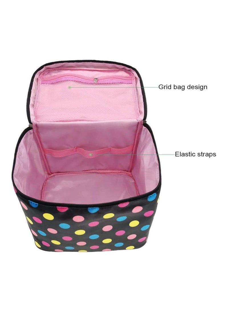 Large Make Up Bag,Make Up Case Large Travel Cosmetic Bags Makeup Bag with Brush Holder Multifunction Case Toiletry Bags with Handle for Women Girls