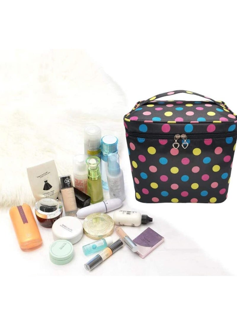 Large Make Up Bag,Make Up Case Large Travel Cosmetic Bags Makeup Bag with Brush Holder Multifunction Case Toiletry Bags with Handle for Women Girls