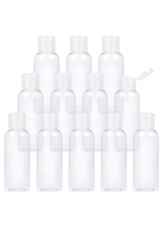 12 Pack Plastic Empty Bottles With Flip Cap For Shampoo, Lotions, Liquid Body Soap, Cream (2 Oz / 60 Ml)