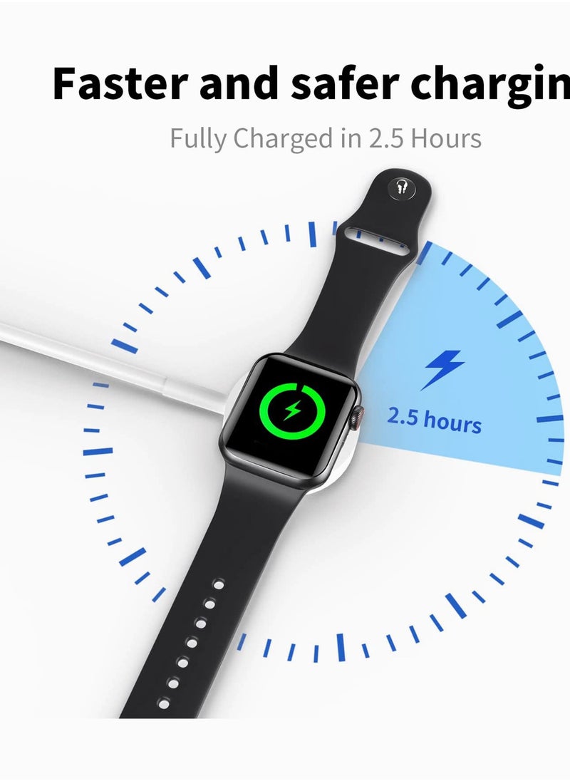 Wireless Charger Compatible for Apple Watch Series 6, 5, 4, 3, 2, 1 – Magnetic Charging Cable – Fast Charging Portable Charger – Long Cord