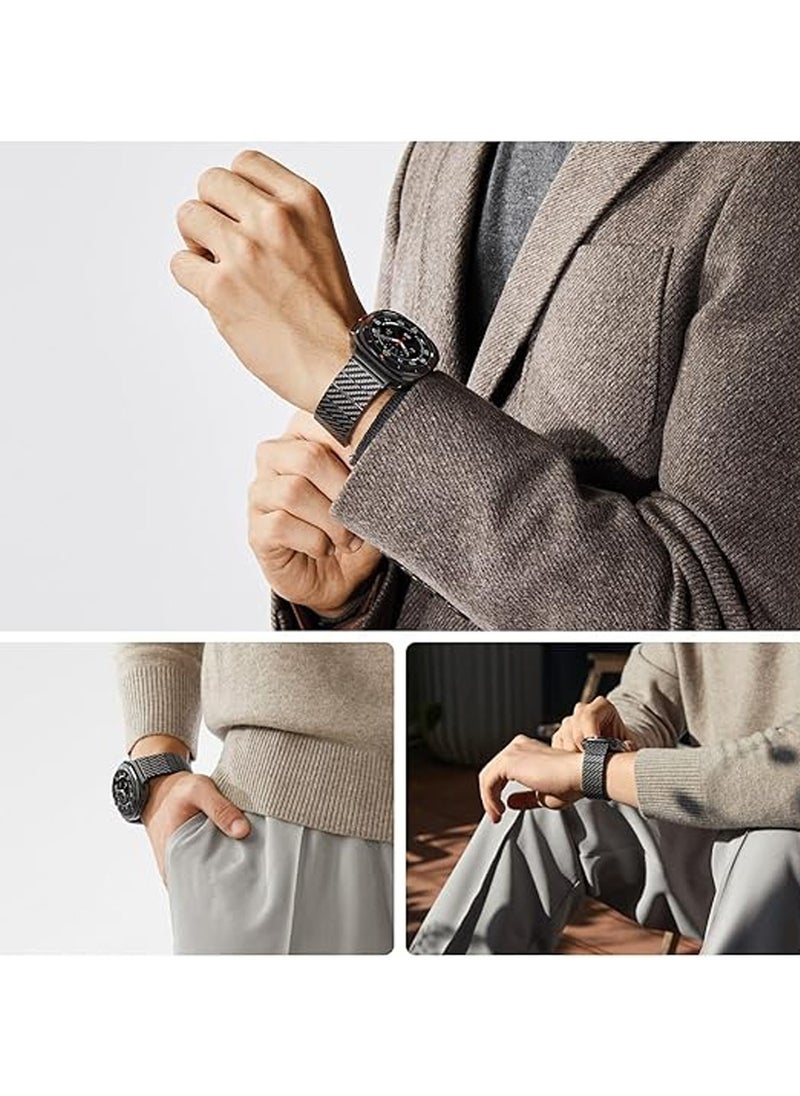 pitaka Carbon Fiber Watch Band for Galaxy Watch Ultra 47mm, Ultra Light Galaxy Watch bands, Adjustable Length, Magnetic Clasp - Black