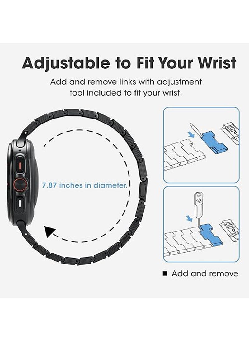 pitaka Carbon Fiber Watch Band for Galaxy Watch Ultra 47mm, Ultra Light Galaxy Watch bands, Adjustable Length, Magnetic Clasp - Black