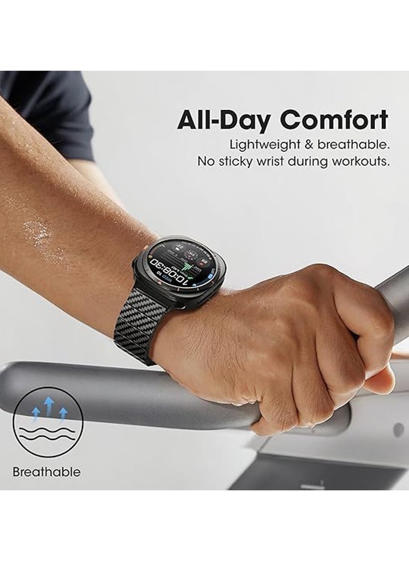 pitaka Carbon Fiber Watch Band for Galaxy Watch Ultra 47mm, Ultra Light Galaxy Watch bands, Adjustable Length, Magnetic Clasp - Black