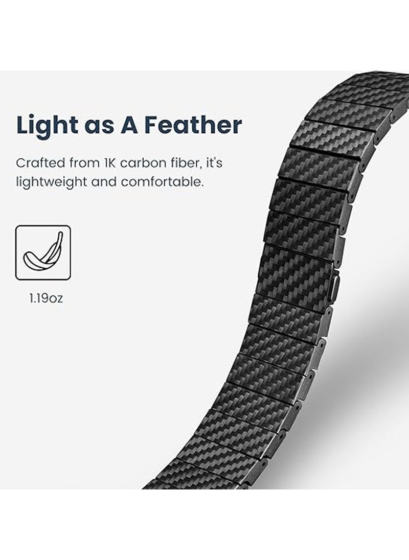 pitaka Carbon Fiber Watch Band for Galaxy Watch Ultra 47mm, Ultra Light Galaxy Watch bands, Adjustable Length, Magnetic Clasp - Black