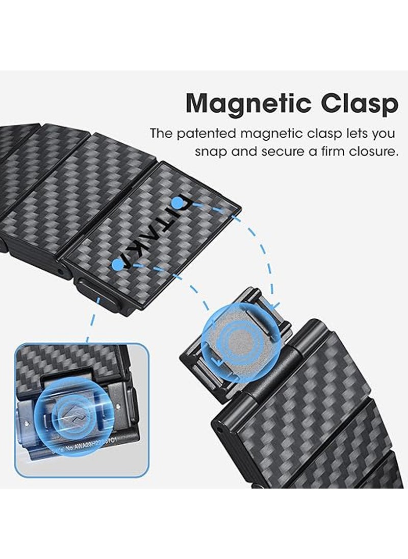 pitaka Carbon Fiber Watch Band for Galaxy Watch Ultra 47mm, Ultra Light Galaxy Watch bands, Adjustable Length, Magnetic Clasp - Black