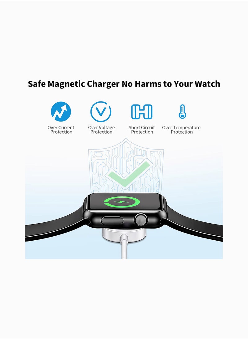 Wireless Charger Compatible for Apple Watch Series 6, 5, 4, 3, 2, 1 – Magnetic Charging Cable – Fast Charging Portable Charger – Long Cord