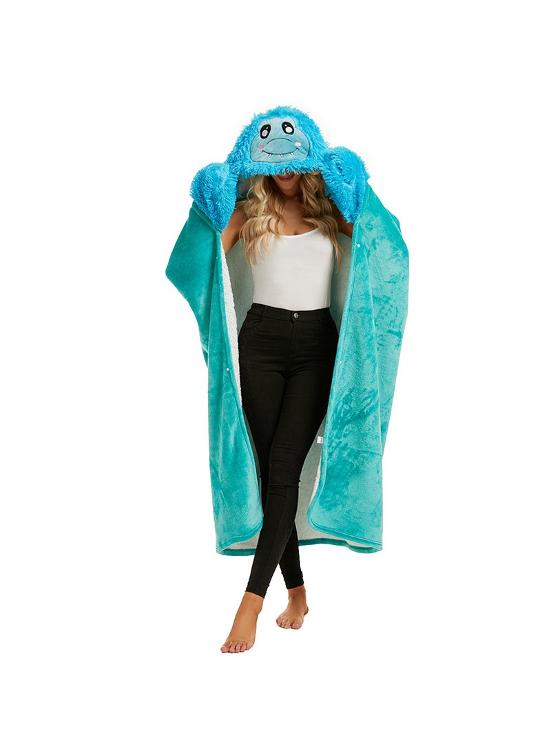 Cute Cartoon Sloth Hoodie Blanket with Gloves Fleece D51-green dinosaur