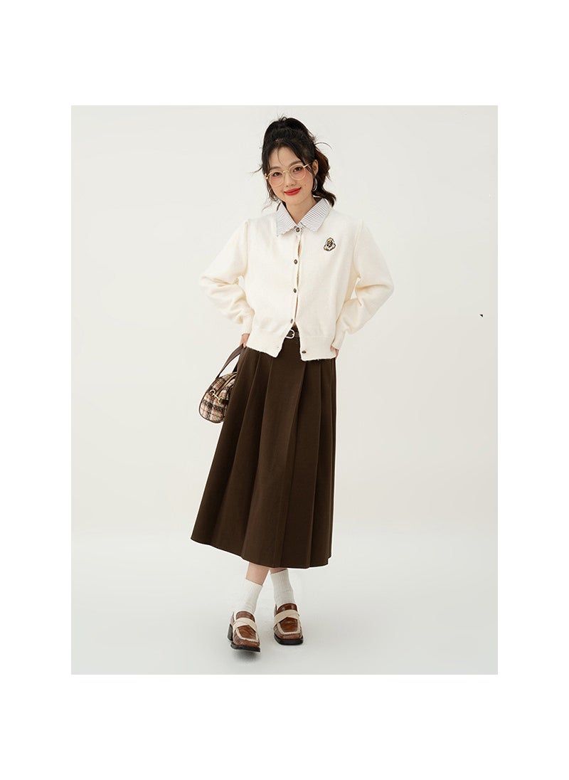 2024 Faux Two-Piece Polo Knit Cardigan 2088 White