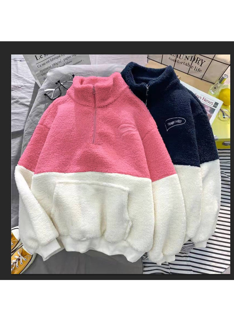 Color Blocked High Collar Sweater Pink