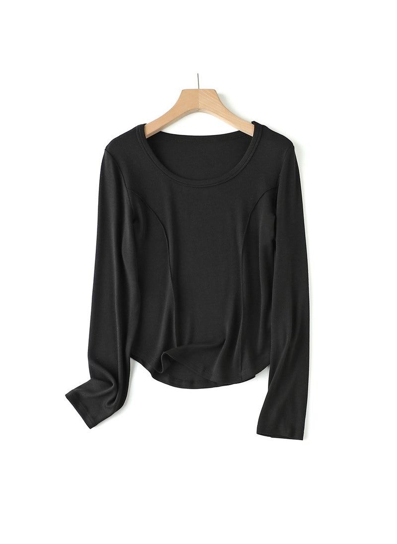 5A Grade Slimming Wool Base Layer Top Texture Black