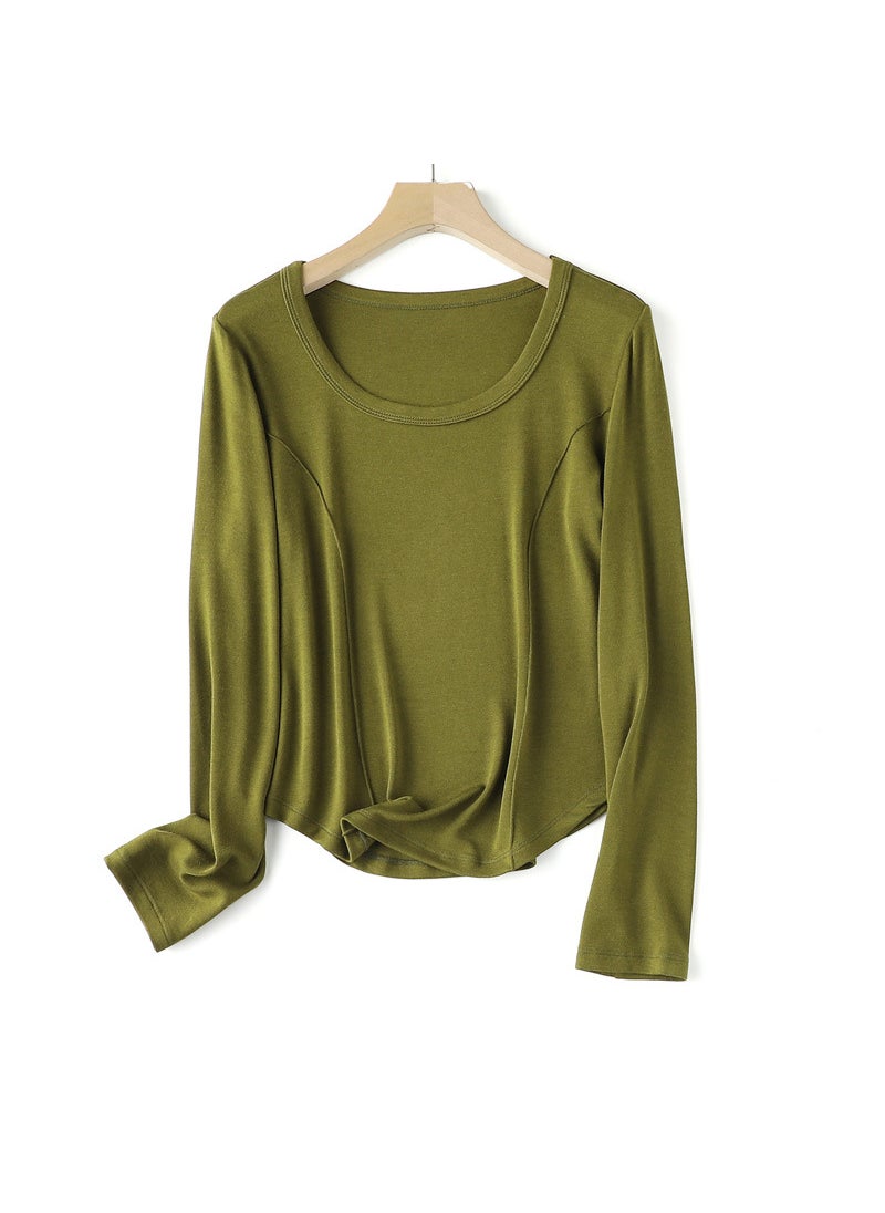 5A Grade Slimming Wool Base Layer Top Matcha green