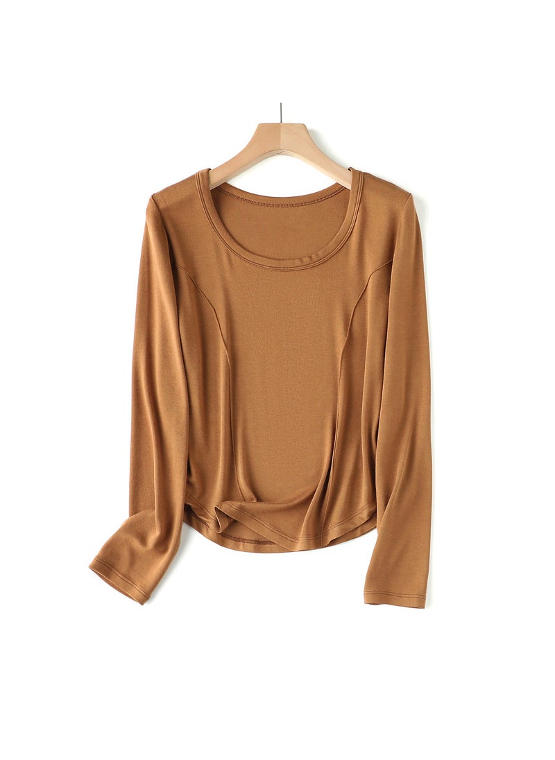 5A Grade Slimming Wool Base Layer Top Caramel