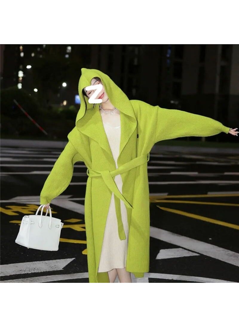 Korean Oversize Lazy Cardigan Sweater Autumn Winter Green