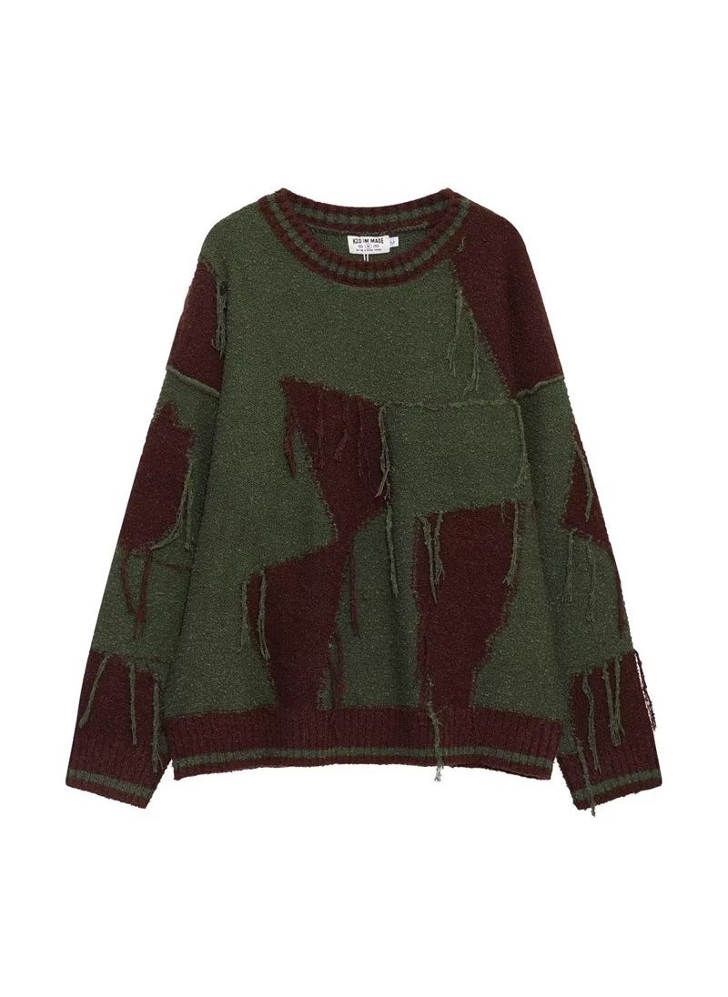 2026 Lazy Knit Sweater Women Retro Loose Pull-over Green