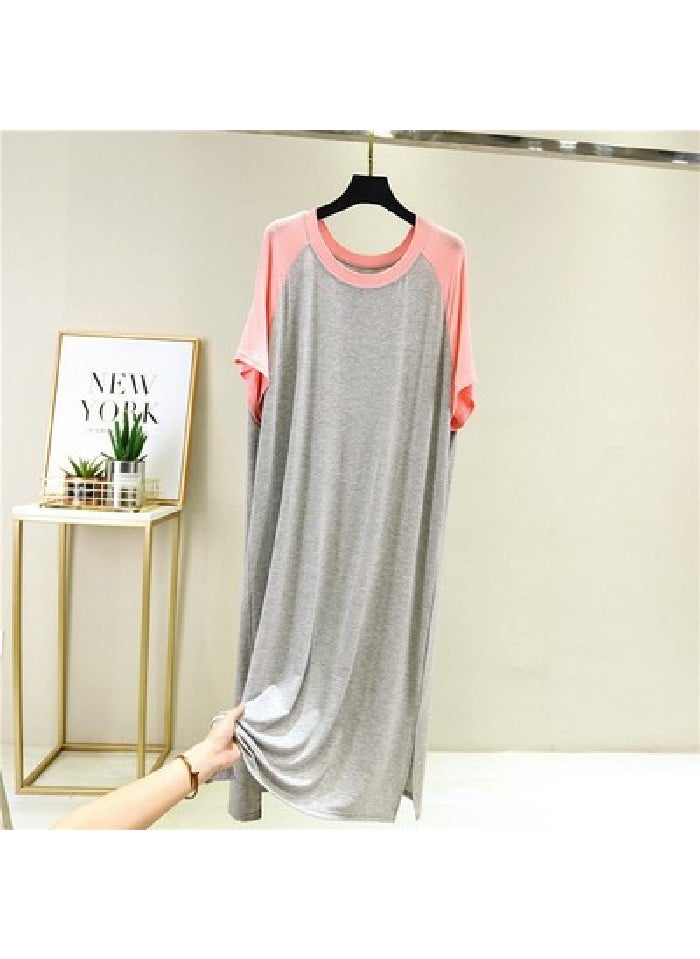 Summer V-Neck Plus-Size Casual Dress Light gray