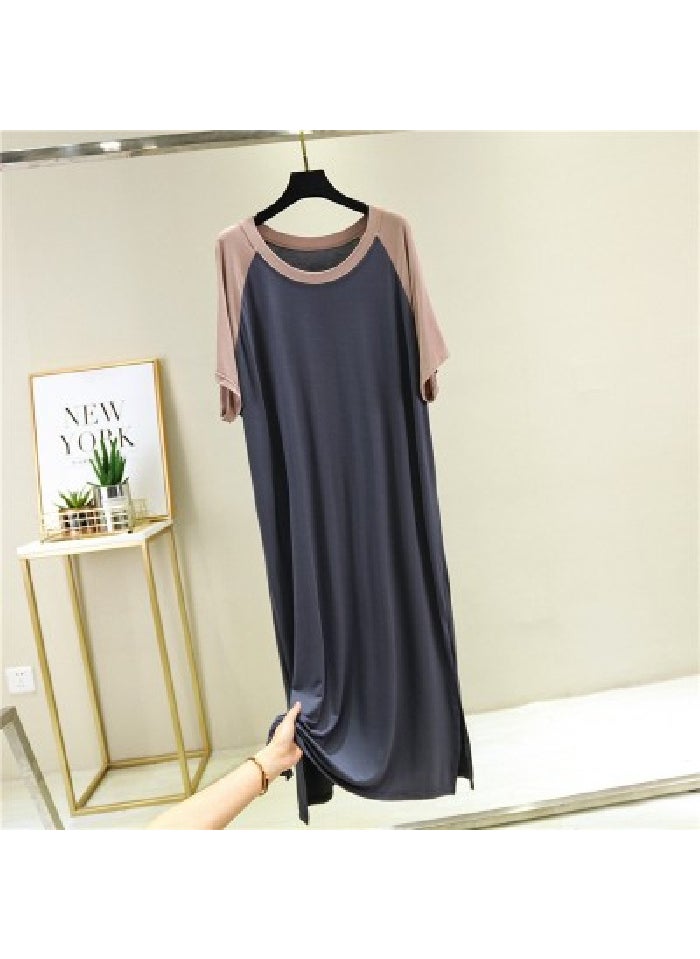 Summer V-Neck Plus-Size Casual Dress Light gray