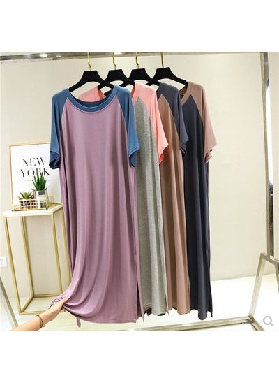 Summer V-Neck Plus-Size Casual Dress Light gray