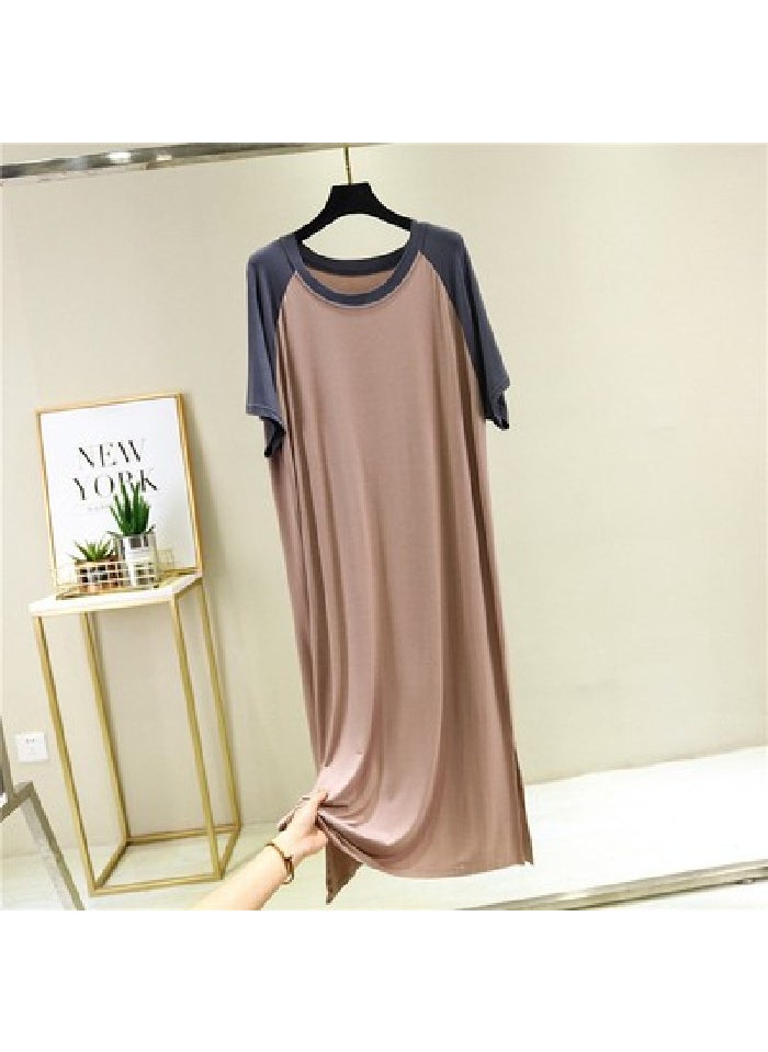 Summer V-Neck Plus-Size Casual Dress Light gray