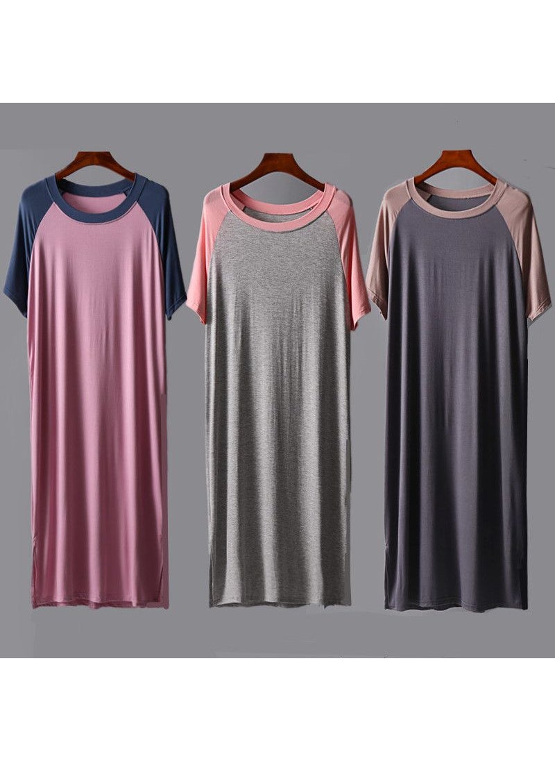 Summer V-Neck Plus-Size Casual Dress Light gray