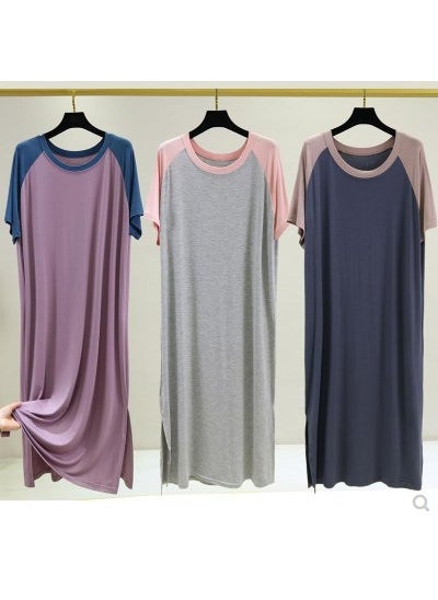 Summer V-Neck Plus-Size Casual Dress Light gray