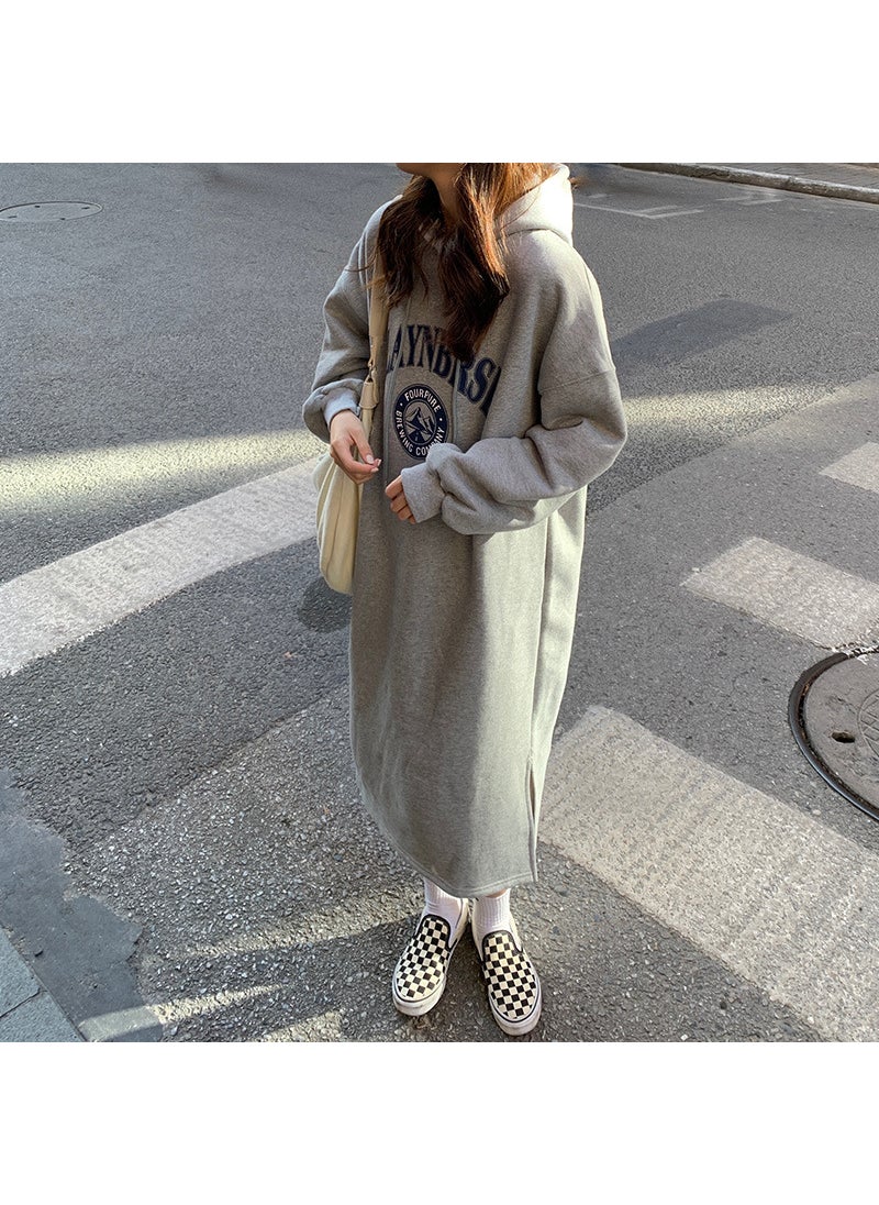 Harajuku Style Striped Sweater Dress Womens Winter Oversized Dark blue