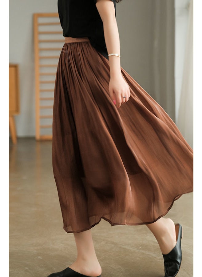 2023 Summer Luxury Sheer Skirt High-End Slim Cut Champagne