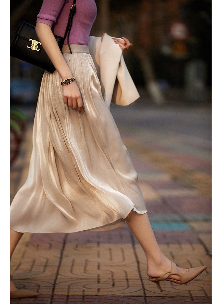 2023 Summer Luxury Sheer Skirt High-End Slim Cut Desert Apricot