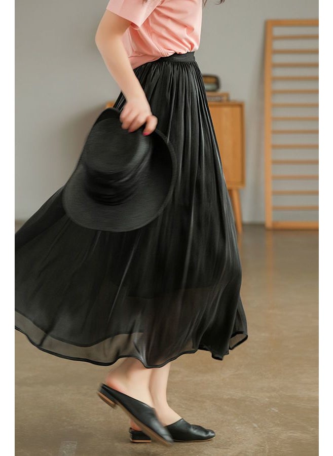 2023 Summer Luxury Sheer Skirt High-End Slim Cut Classic black