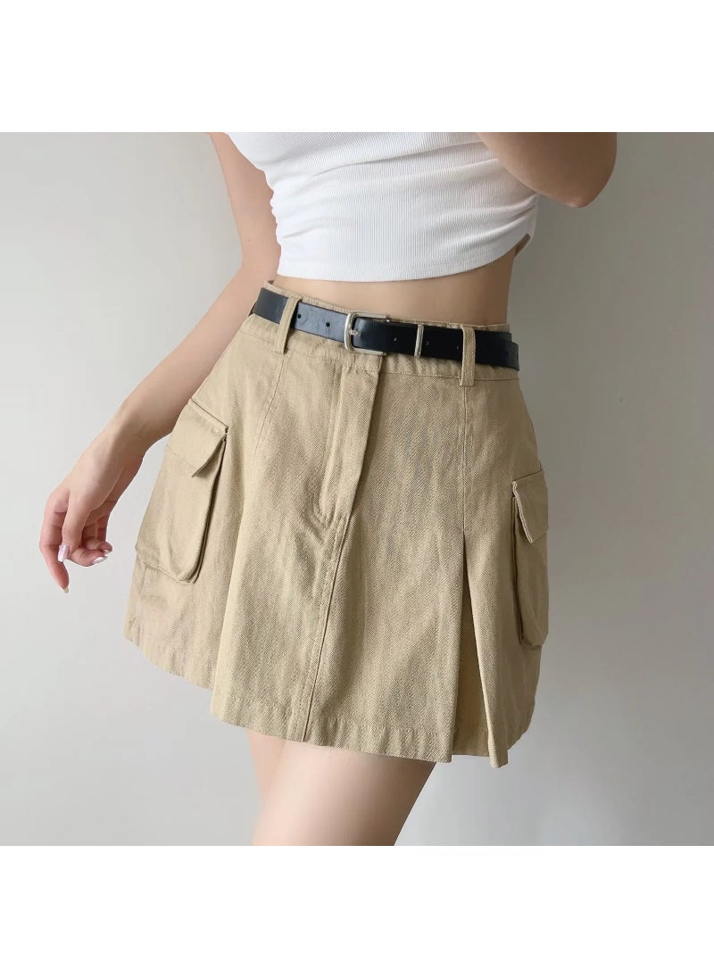 Pleated Skirt Anti-Exposure Sweet Age-Reducing Womens Mini Gray