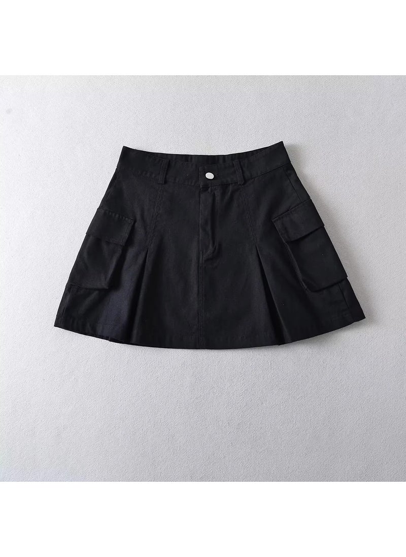 Pleated Skirt Anti-Exposure Sweet Age-Reducing Womens Mini Gray