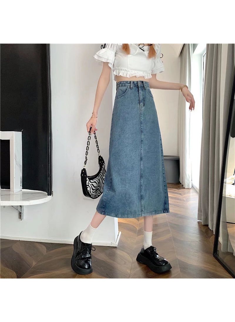 Fashion Vintage High-Waist A-Line Vintage blue