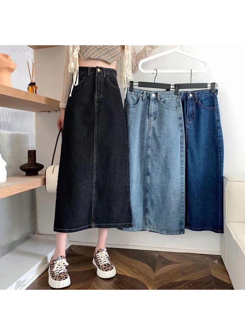 Fashion Vintage High-Waist A-Line Vintage blue