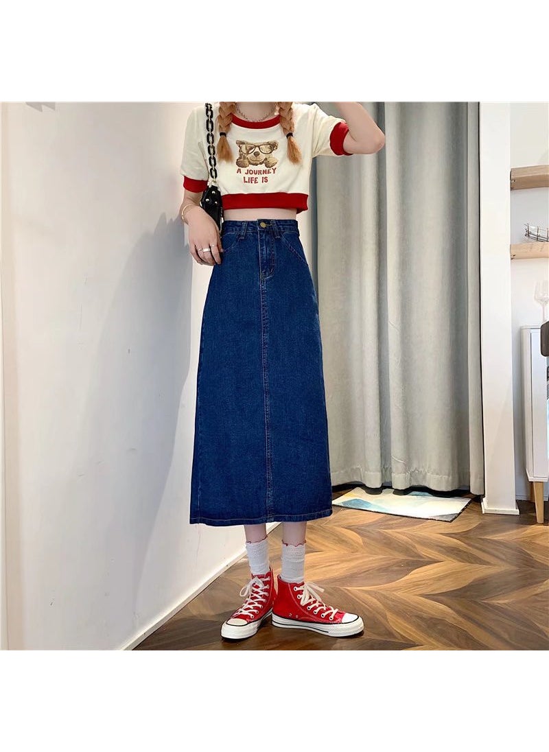 Fashion Vintage High-Waist A-Line Vintage blue