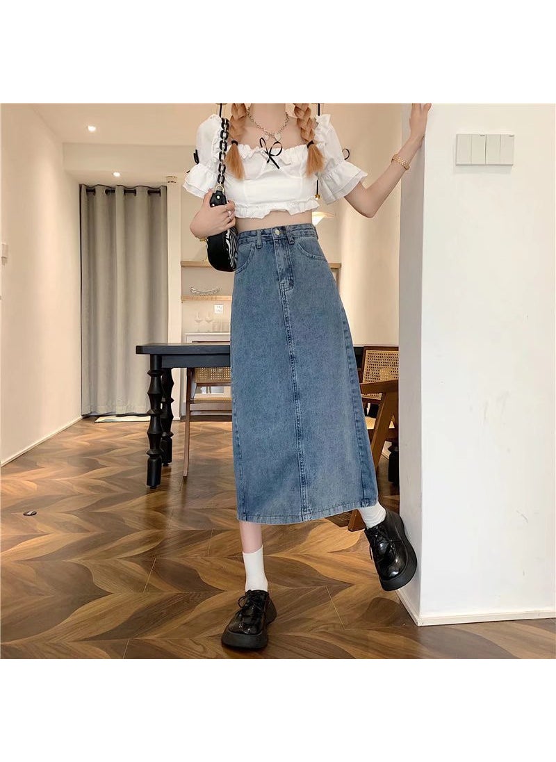 Fashion Vintage High-Waist A-Line Vintage blue