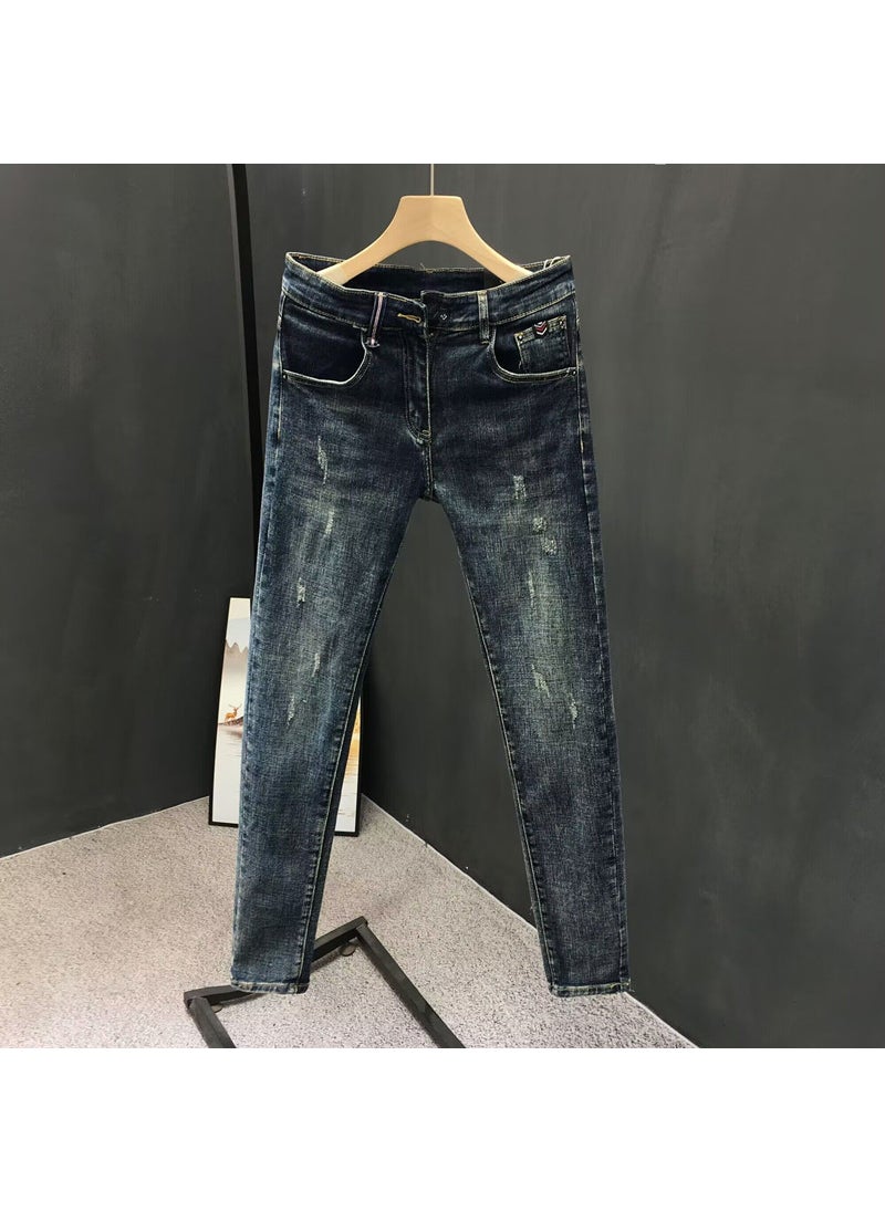 Mens Slim Fit Denim Jeans 2023 Spring-Summer 7706 [cat whiskers] Blue