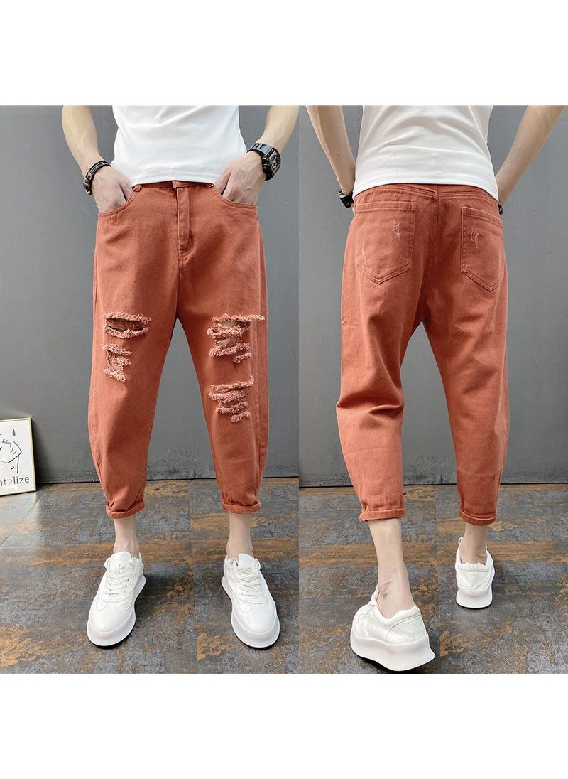 2023 Mens Ripped Skinny Jeans Korean Fashion White