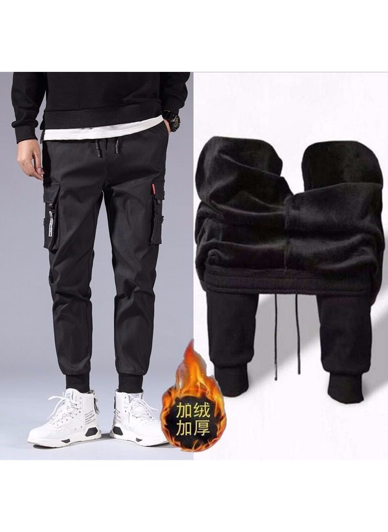 Mens Winter Fleece Casual Jogger Sweatpants Regular Black