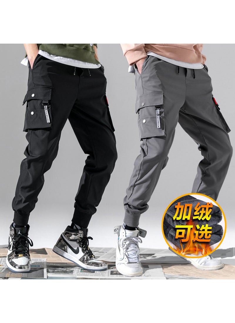 Mens Winter Fleece Casual Jogger Sweatpants Velvet Gray