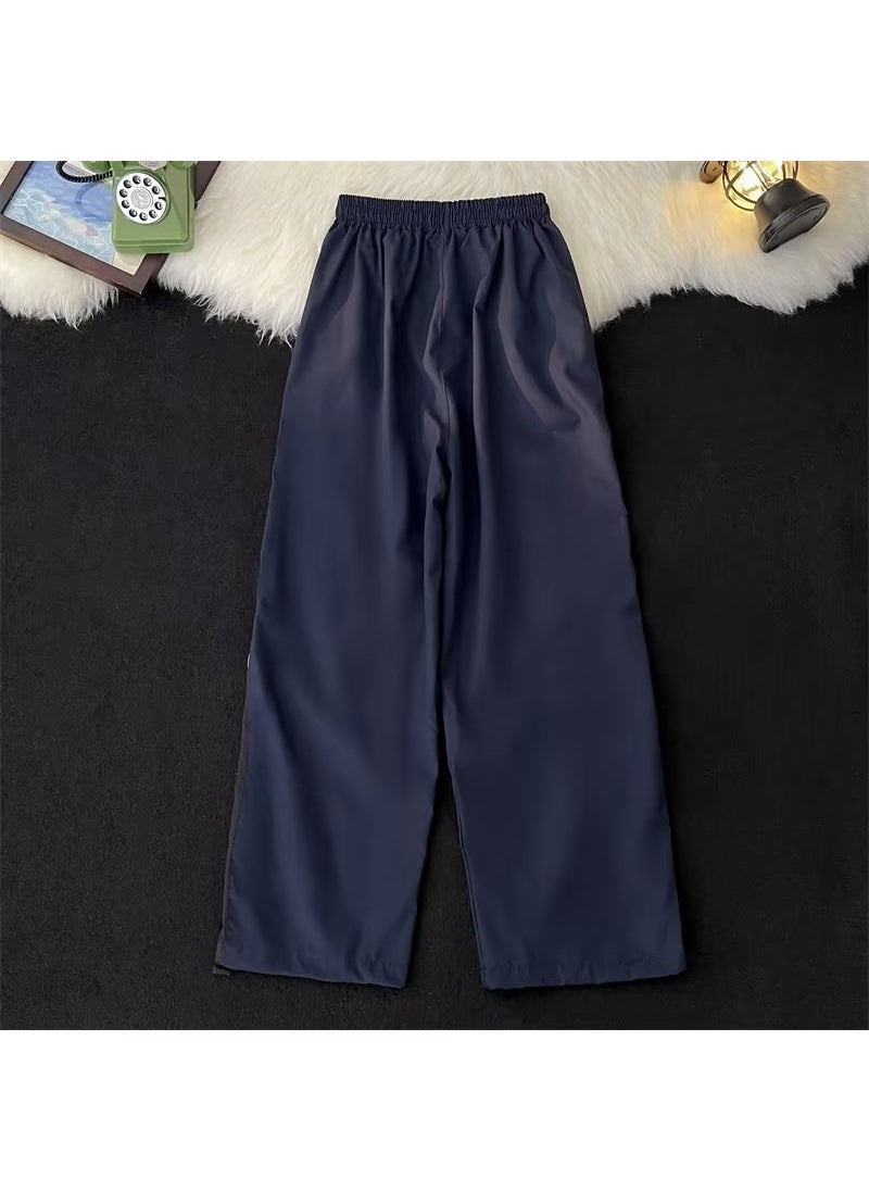 Summer Loose Wide-Leg Sweatpants Blue