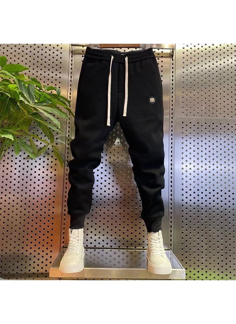 Mens Casual Pants Slim Fit Joggers Autumn Winter Black